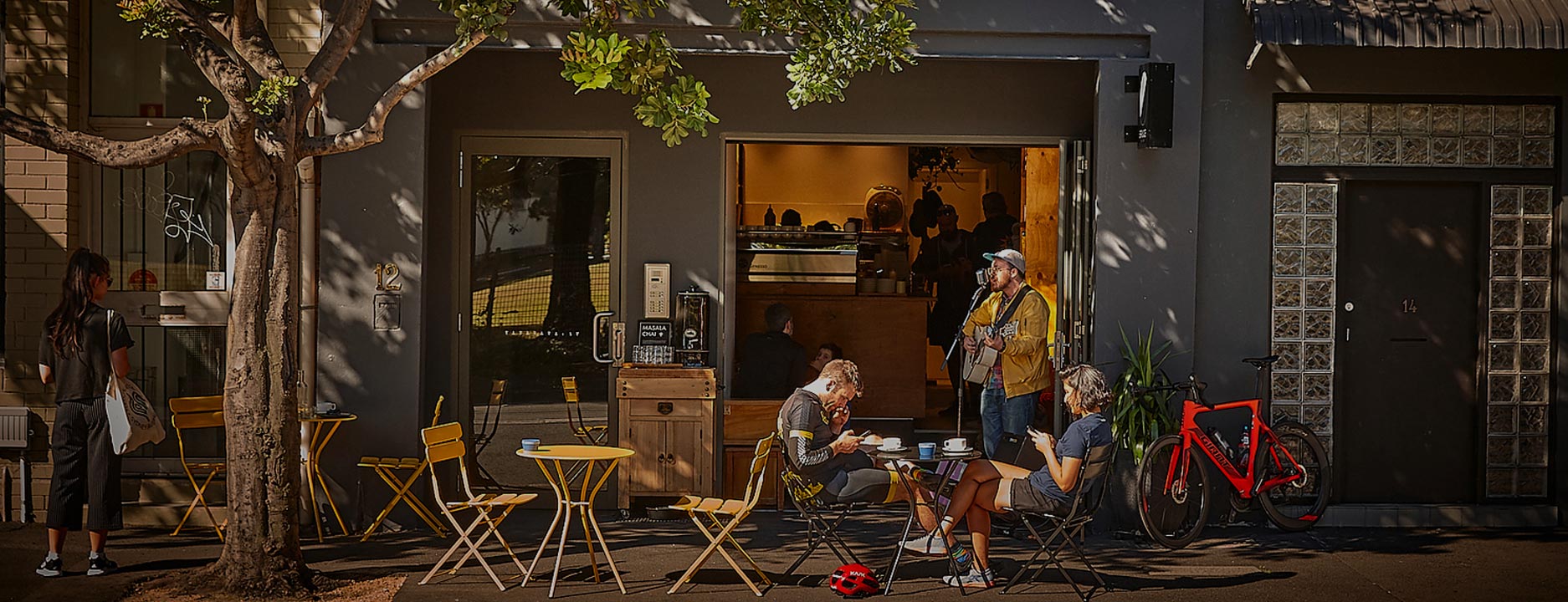 Bruce Cafe with singing outside