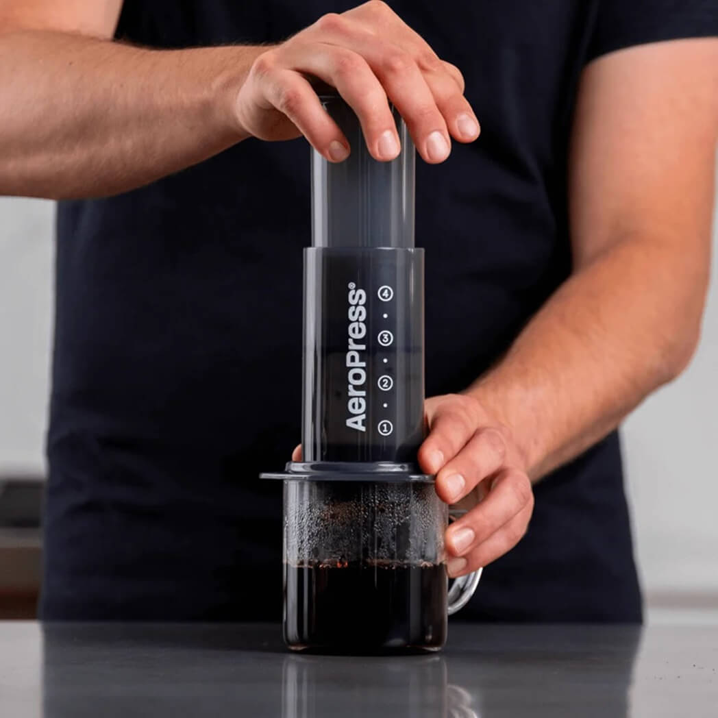 Aeropress Coffee Maker in action