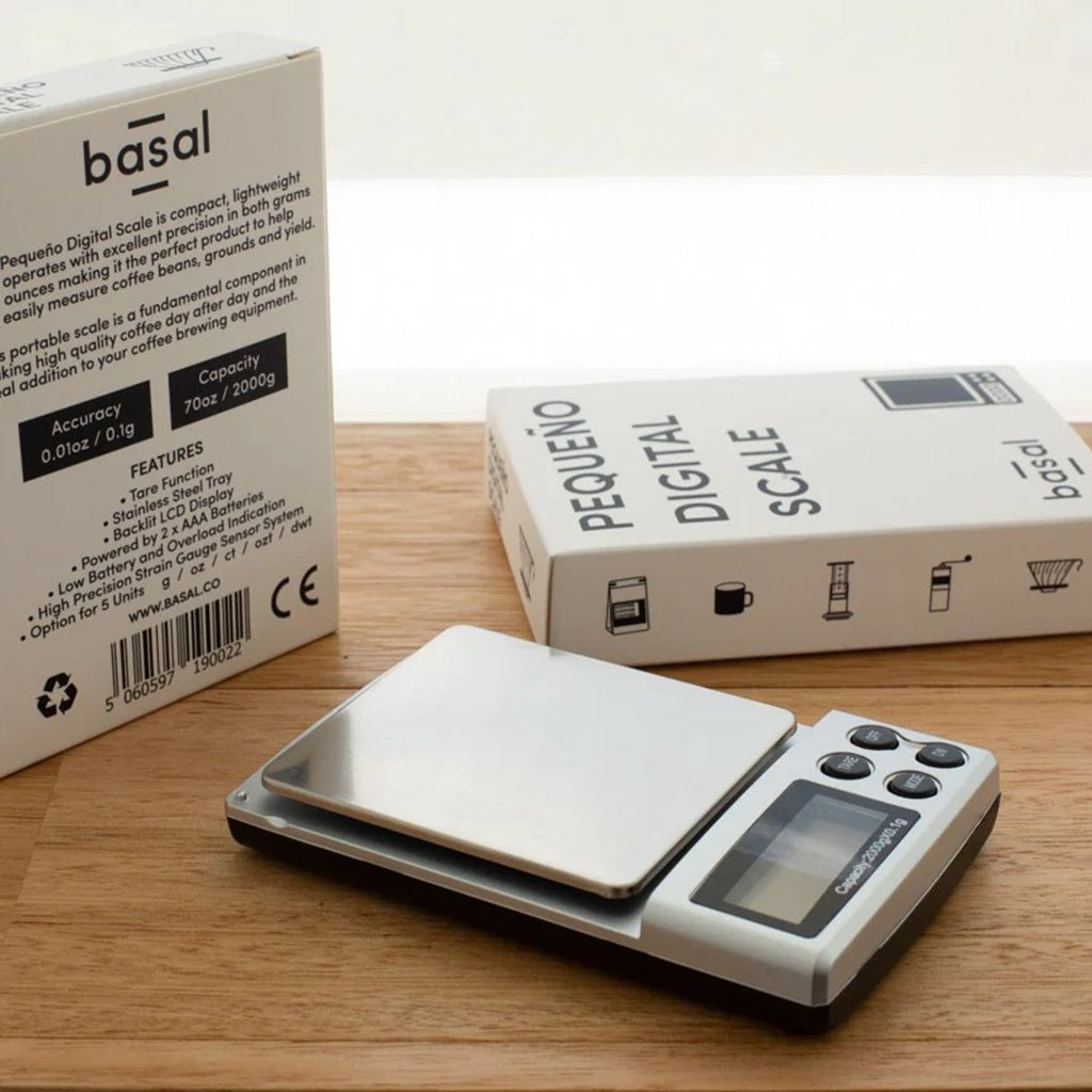 Basal digital scale on table