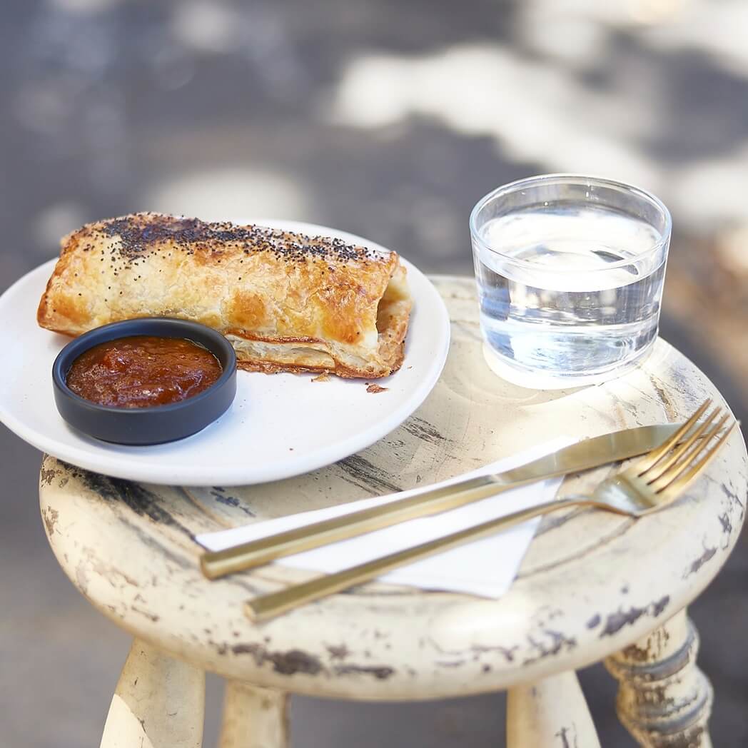 Sausage roll with tomato relish