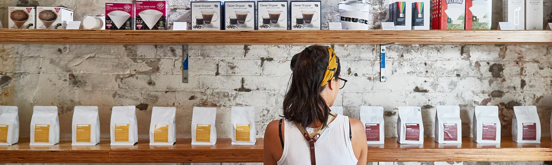 Bruce Coffee products on a shelf