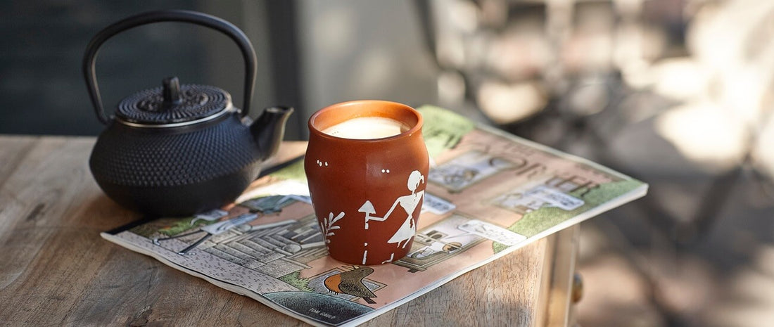 Chai Latte at home on a table outside