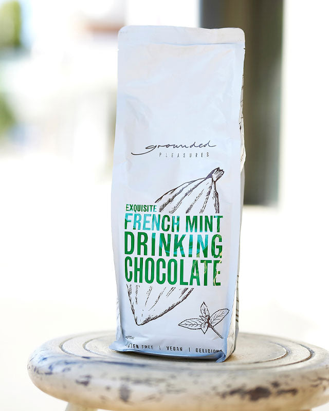 French Mint Drinking Chocolate bag on seat