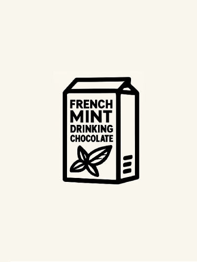French Mint Drinking Chocolate bag on seat