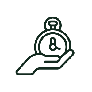 Hand holding a timer icon
