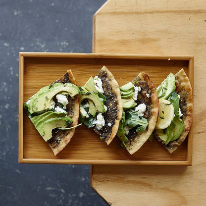 Za'atar on flatbread with avocardo and feta